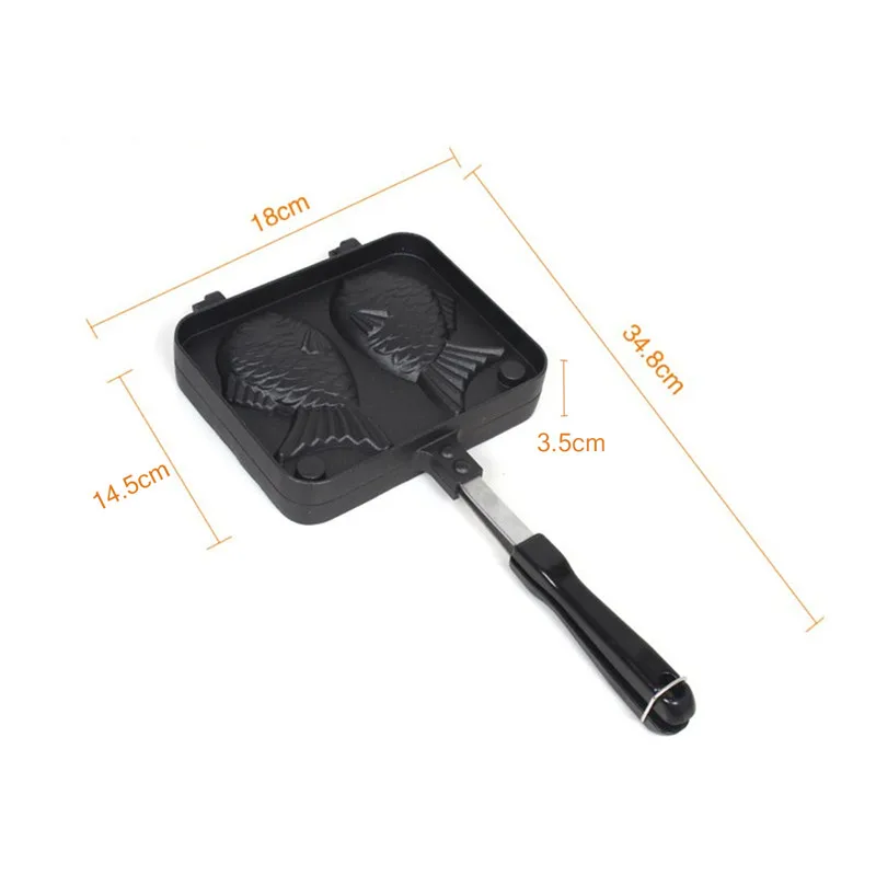 ห้องครัวญี่ปุ่น Taiyaki ปลาคู่รูปร้อนขนมเค้กวาฟเฟิล Maker Pan ญี่ปุ่นแพนเค้ก Double Pan กระทะทอดวาฟเฟิลแม่พิมพ์