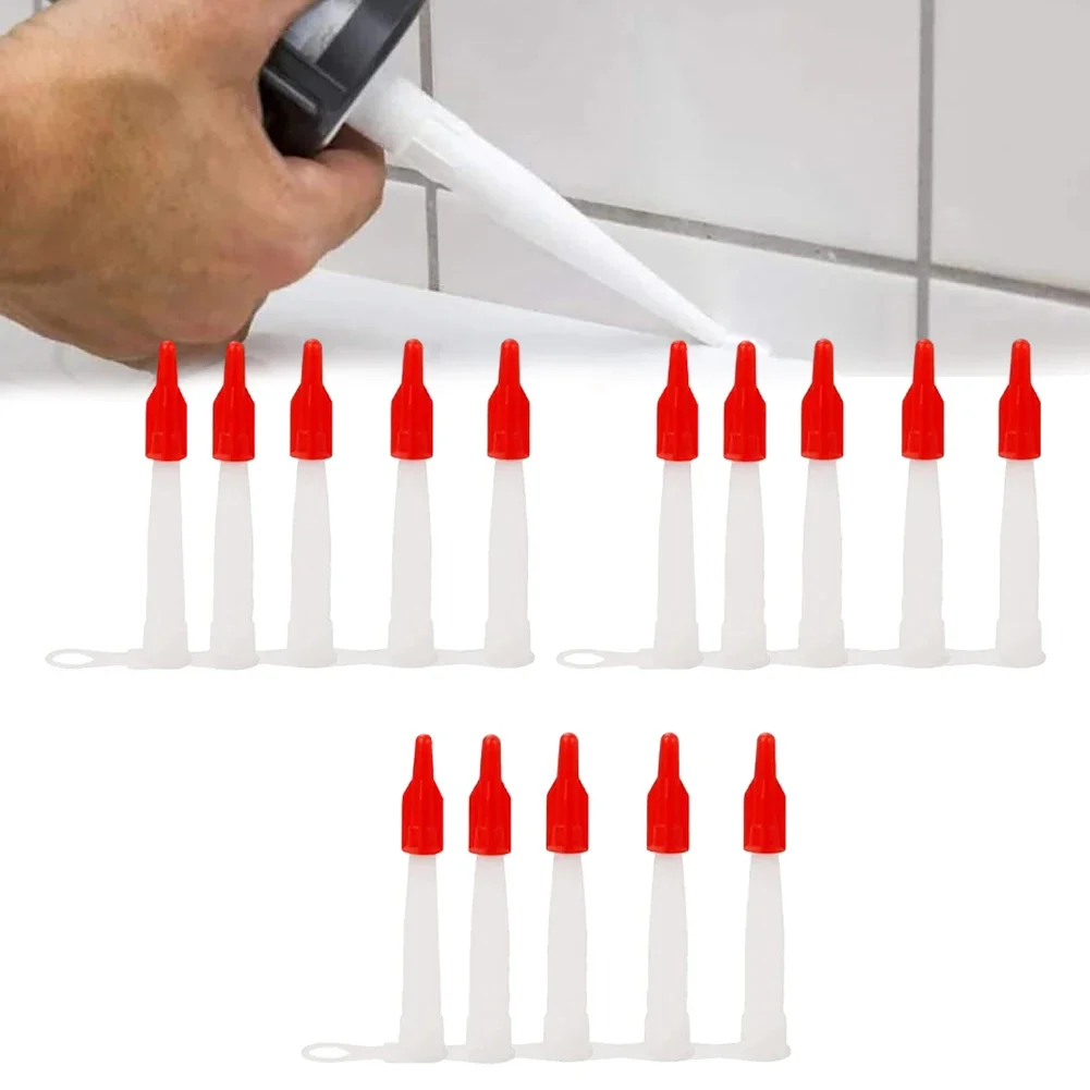 15pcs Silicone Tubes Nozzles Cap Replacement Tips Caulk With Red Nozzles Cartridge Spare Silicone Sealant Home Construction Tool