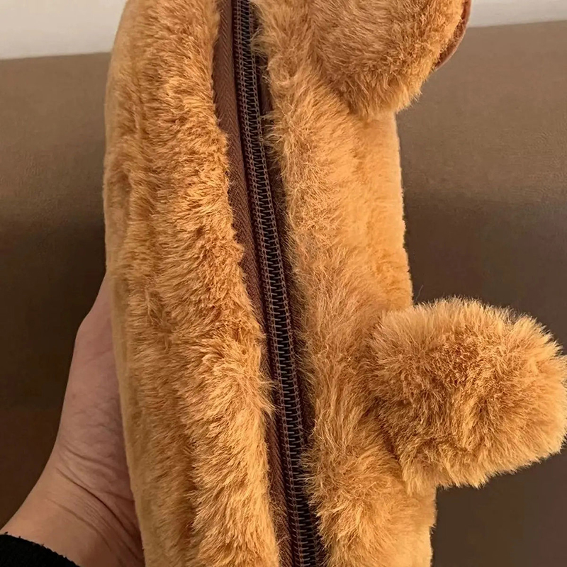 귀여운 플러시 Capybara 연필 보관 가방 만화 동물 펜 케이스 펜 가방 다기능 대용량 편지지 주머니