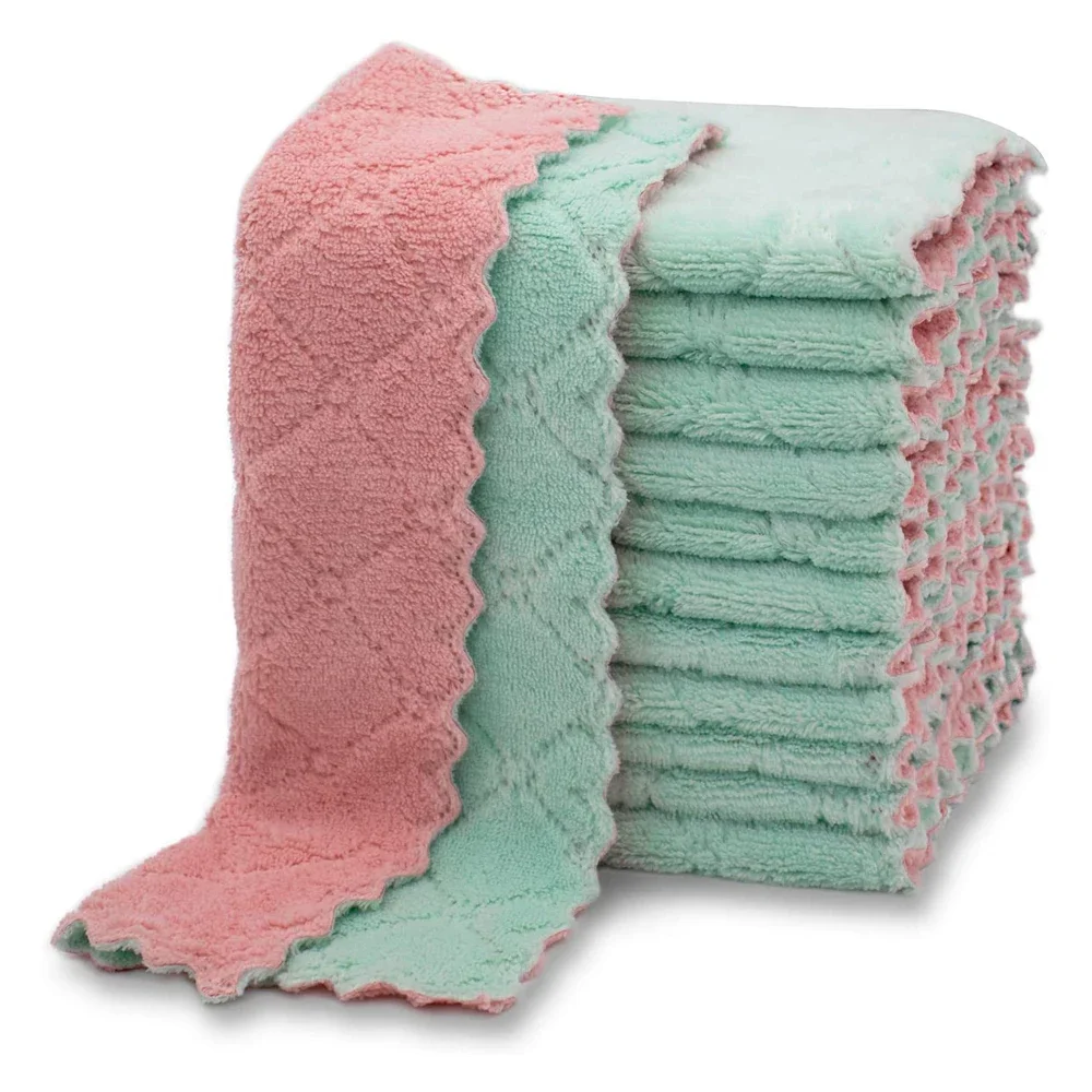 10 Uds. Toallas de cocina de microfibra, paños de cocina súper absorbentes de terciopelo Coral, antiadherente, lavables con aceite, secado rápido