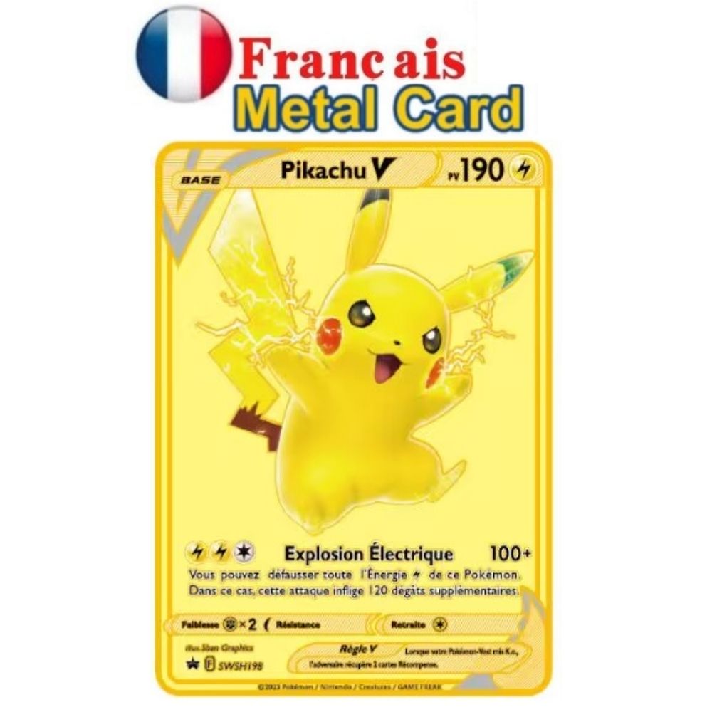 Tarjeta de monstruo de bolsillo francés, carta de monstruo de bolsillo de Metal, tarjeta de hierro de monstruo de bolsillo español Mewtwo Pikachu Gx Charizard Vmax