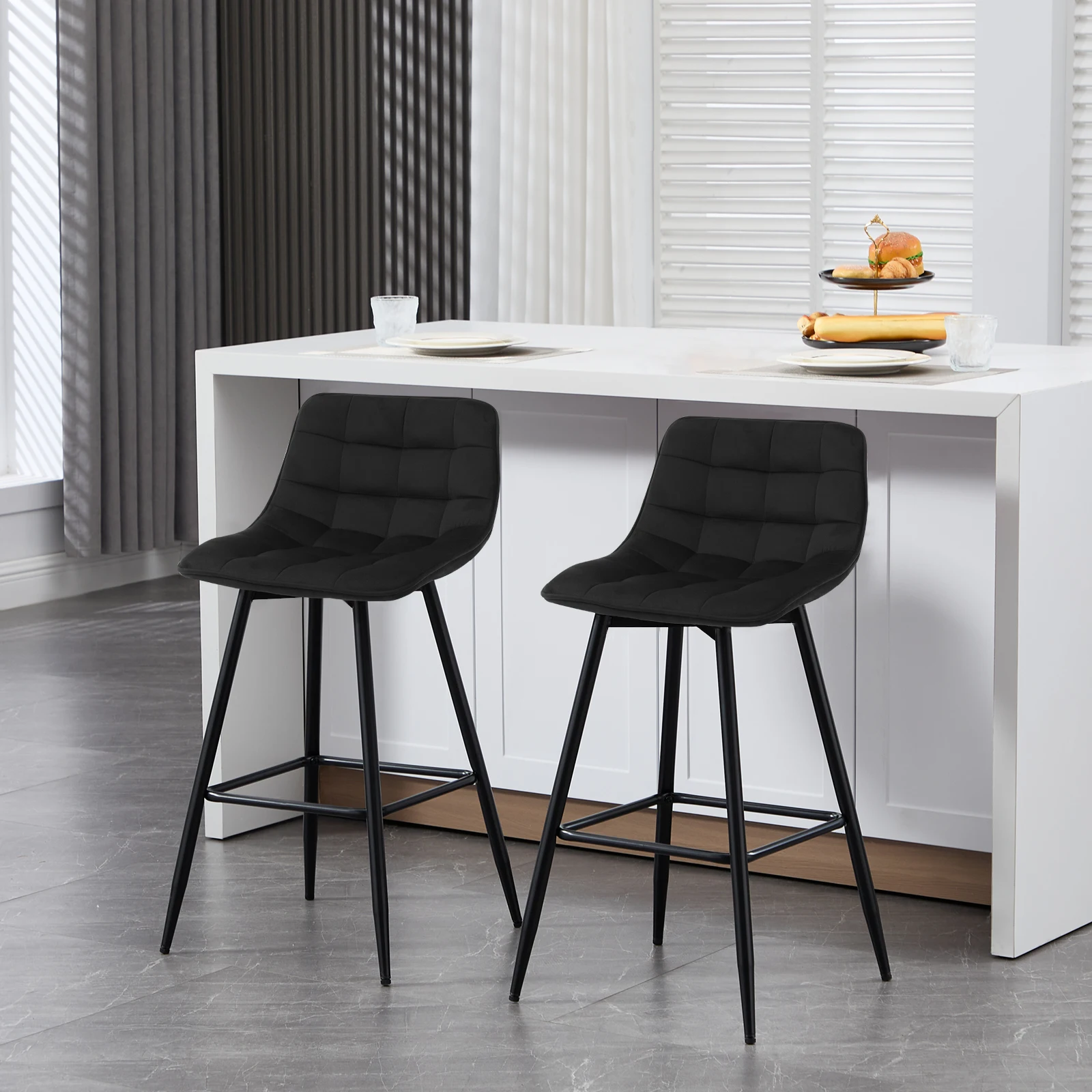 WOLTU 4PCS/SET Bar Stool Bar Chairs with Adjustable Foot Pads Footrest Dining Kitchen Island Counter Bistro High Stools for Cafe