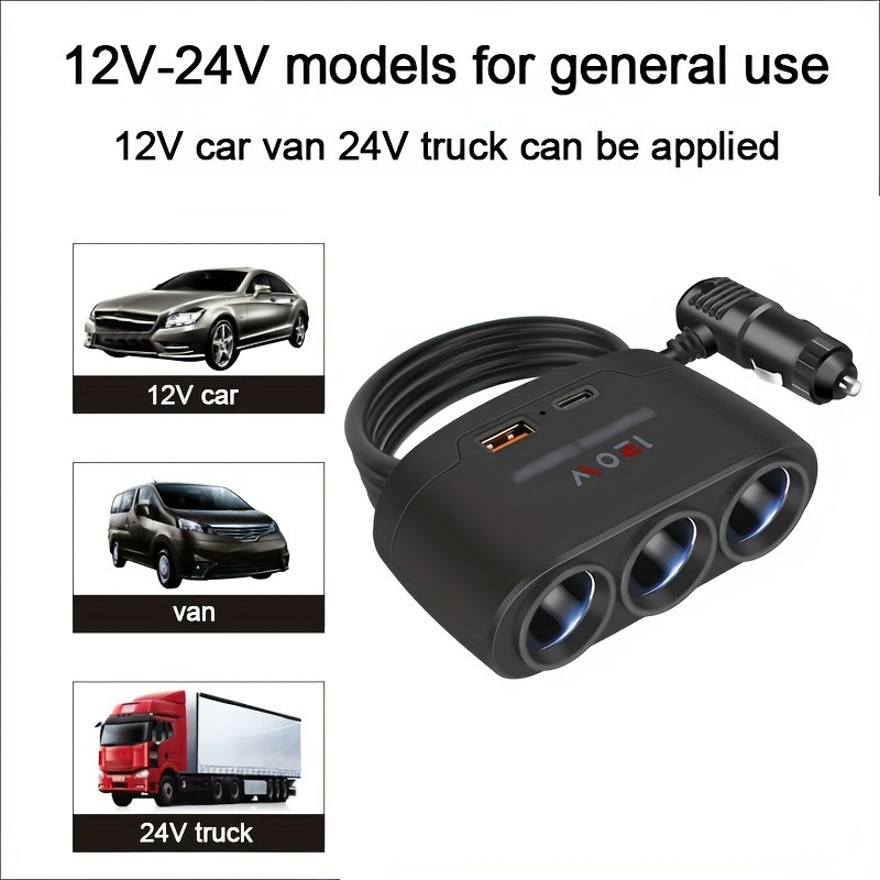 PD 120W Auto Zigarette Leichter Splitter QC3.0 Dual USB Buchse 12V 24V Schnelle Ladegerät Stecker Telefon power Adapter für Auto DVR Dashcam