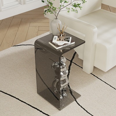 Mesa de sofá acrílica tipo c, mesa de centro lateral transparente, sala de estar, janela saliente, computador, quarto, suporte de canto, varanda, armazenamento