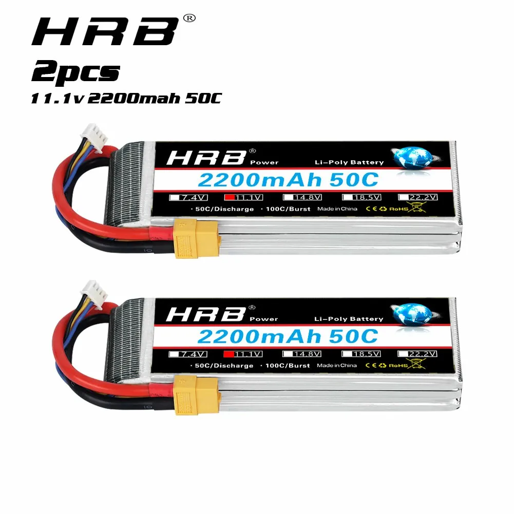 1/2szt HRB 3S 2200mAh Akumulator Lipo 11.1V RC Akumulator 50C z wtyczką XT60 Do FPV UAU Dronów Samolot RC Samochód Ciężarówka Łódź Wyścigi DIY