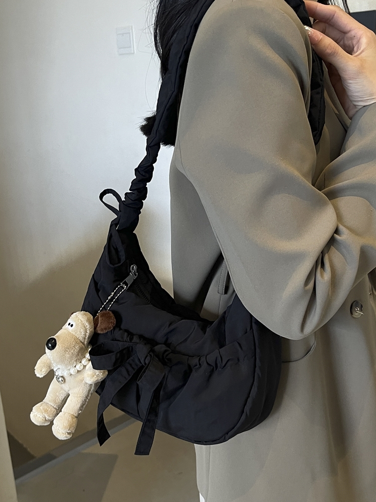 Bolsa Transversal Casual com Laço Borboleta e Borda Dobrada, Alça de Ombro Ajustável, Bolsa de Ombro Única Faion para Mulheres