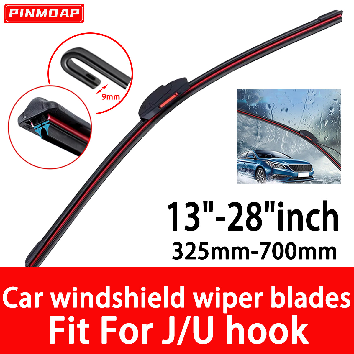 J U Haak Dubbele Rubberen Wisserbladen Voor Auto Ruitenwissers 13 "14" 16 "18" 19 "20" 21 "22" 24 "26" 28 "Waterdichte Ruitenwissers