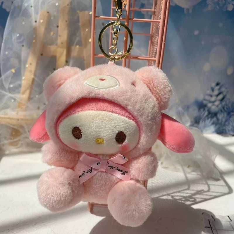 12 ซม.น่ารัก Sanrio Plush พวงกุญแจเด็ก Hello Kitty จี้ Kuromi การ์ตูน Key CHAIN กระเป๋าเป้สะพายหลังของขวัญตกแต่งสําหรับสาวของเล่น