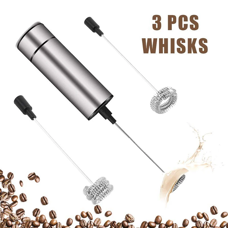 Whisk หัวเครื่องตีฟองนมไร้สาย Handheld โฟม Whisk ที่บีบคุกกี้ฤดูใบไม้ผลิ Mixer สำหรับกาแฟ Cappuccino