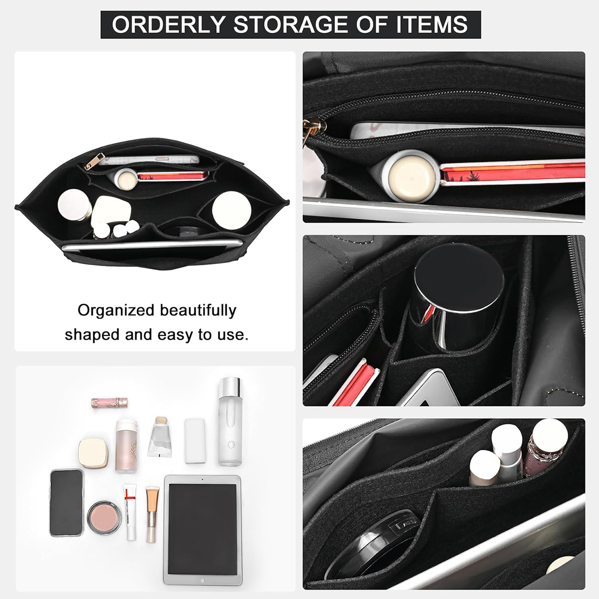 Felt Purse Organizer Insert for Longchamp Le Pliage S/ML Handbag Insert