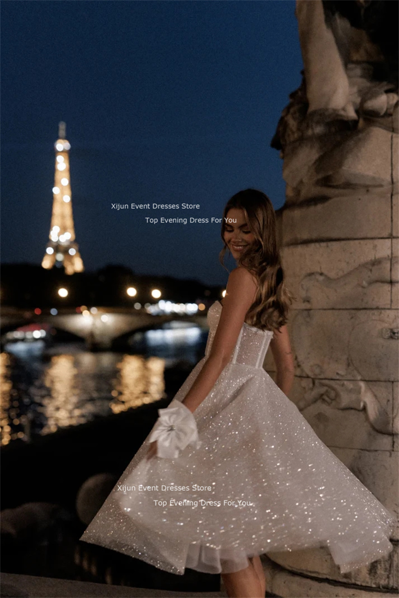 Xijun グリッターロングウェディングドレス恋人ノースリーブウエディングドレスチュールブライダルドレス花嫁ローブ Vestidos デノビアイブニング