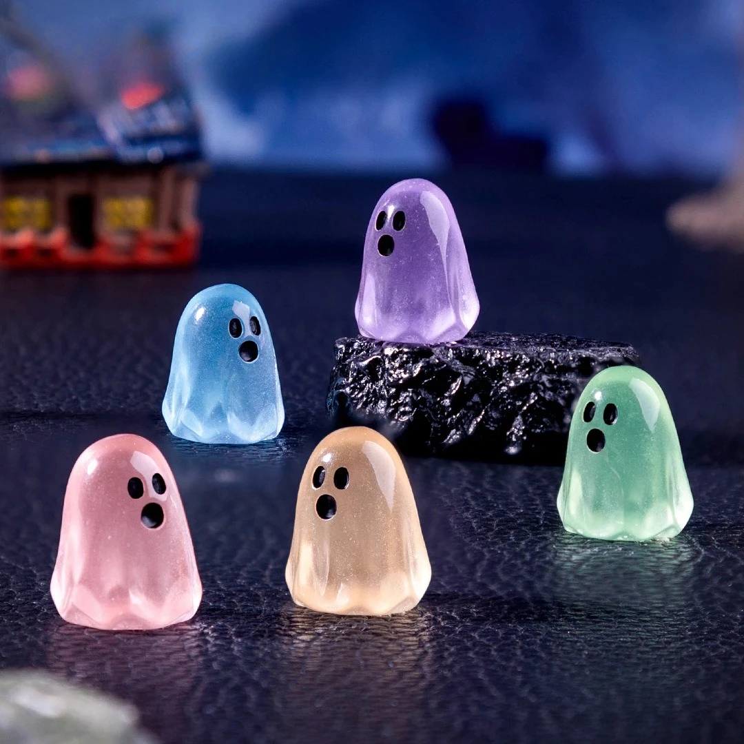 Figuras de fantasmas luminosas que brillan por la noche, Mini micropaisaje en miniatura, regalos de decoración de Halloween, 10/20/50 Uds.