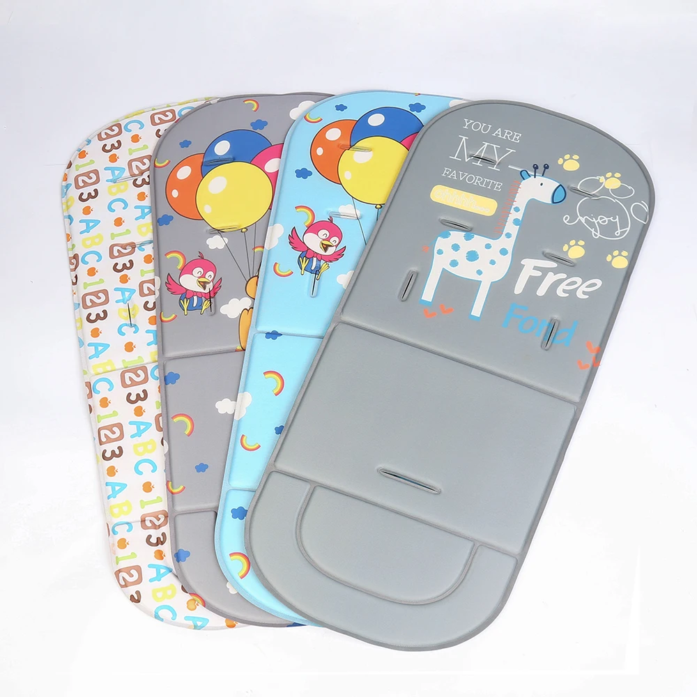 Assento de carrinho de desenho animado para todas as estações, universal, fino, almofada de assento de cadeira alta com suporte traseiro, almofada de carrinho