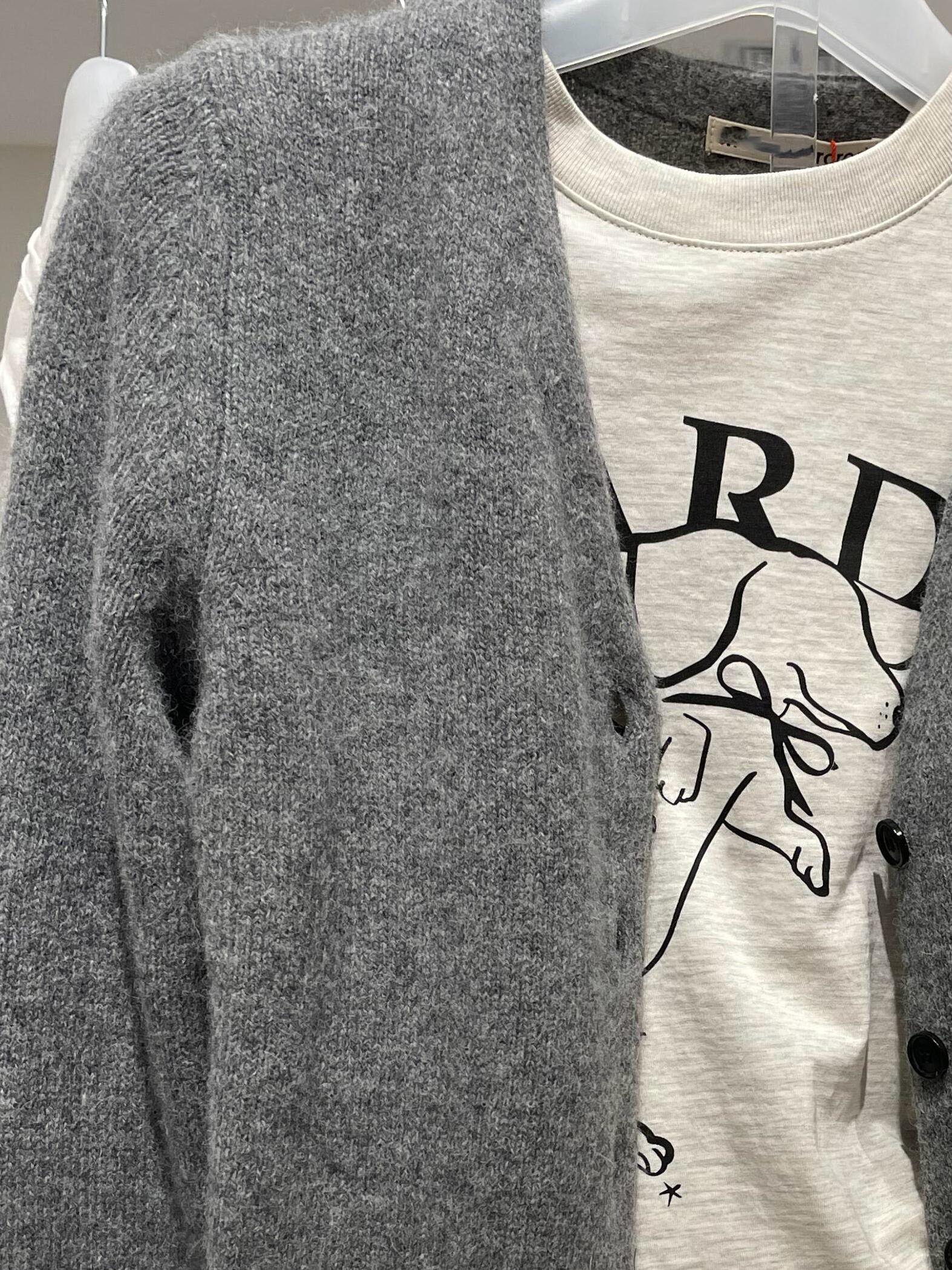 グレーニットセーターコート女性のためのデイジーフラワー刺繍デザイン秋冬新スタイル V ネック長袖通勤スタイル