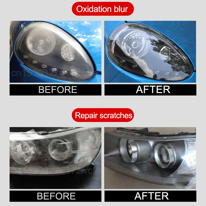 ไฟหน้ารถฟื้นฟูชุดขัดไฟหน้า Scratch Remover ซ่อมทําความสะอาดวางลบออกซิเดชันไฟหน้าภาษาโปลิชคํา Liquid