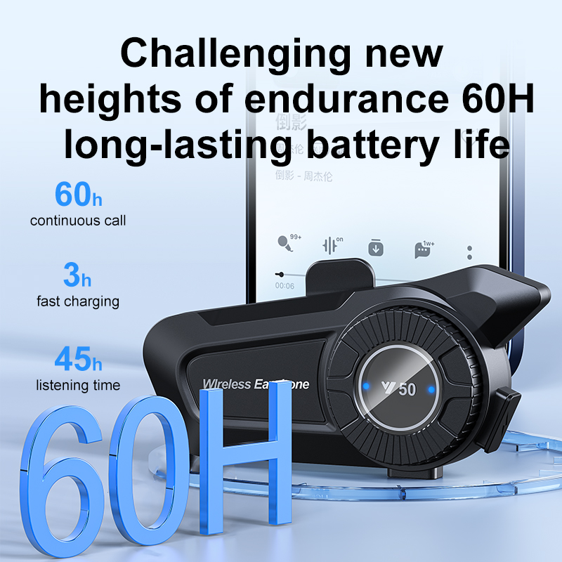 Bluetooth Motorcycle Helmet Headset V5.3 Voice Control Wireless HandsFree Call 1800mAh Waterproof Communicator Speakers Earphone