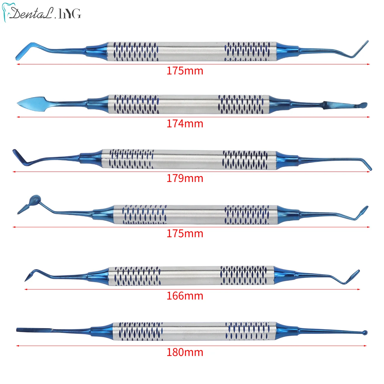 6Pcs/Kit Dental Composite Resin Filling Spatulas Double Head Titanium Plated Head Fill Restoration Set Dentist Accessories Tool