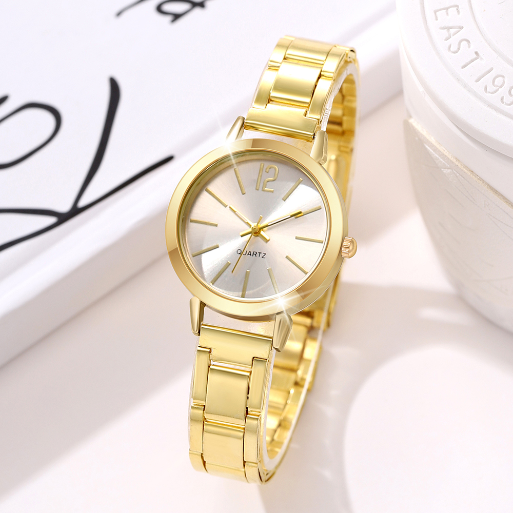 1 Stuks Eenvoudige Luxe Lichtmetalen Band Horloge Goud Casual Mode Quartz Horloge Is Het Perfecte Cadeau Voor Haar (Geen Doos)