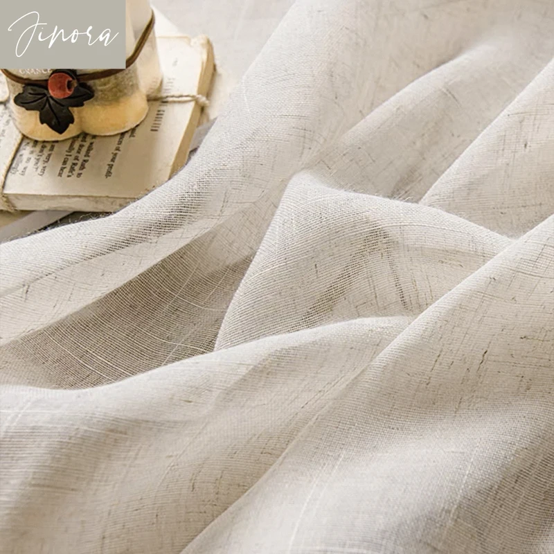 Cotton and Linen Texture Translucent Curtains for Bedroom Living Room with UV Protection Sheer Curtain Window Screen Yarn Custom