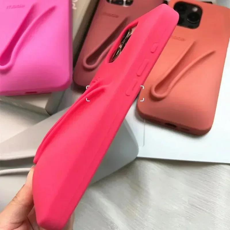 Portable Lip Gloss Holder Phone Case For iPhone 11 12 13 14 15 16 Pro Max Plus Gloss Holder Lipstick Silicone Cover Diy for Girl
