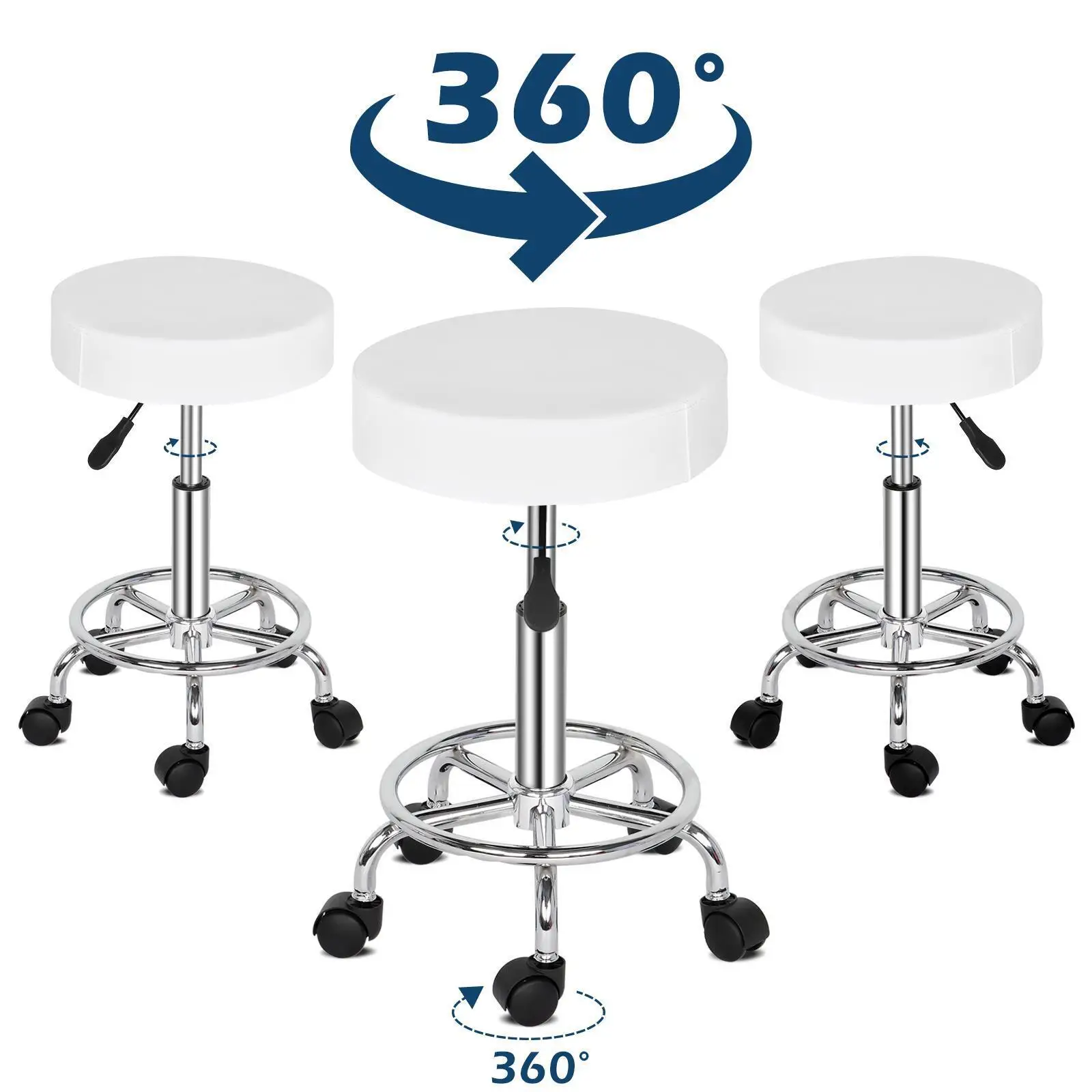 Adjustable Rolling Stools Hydraulic Rolling Swivel Stool Chair for Salon Tattoo