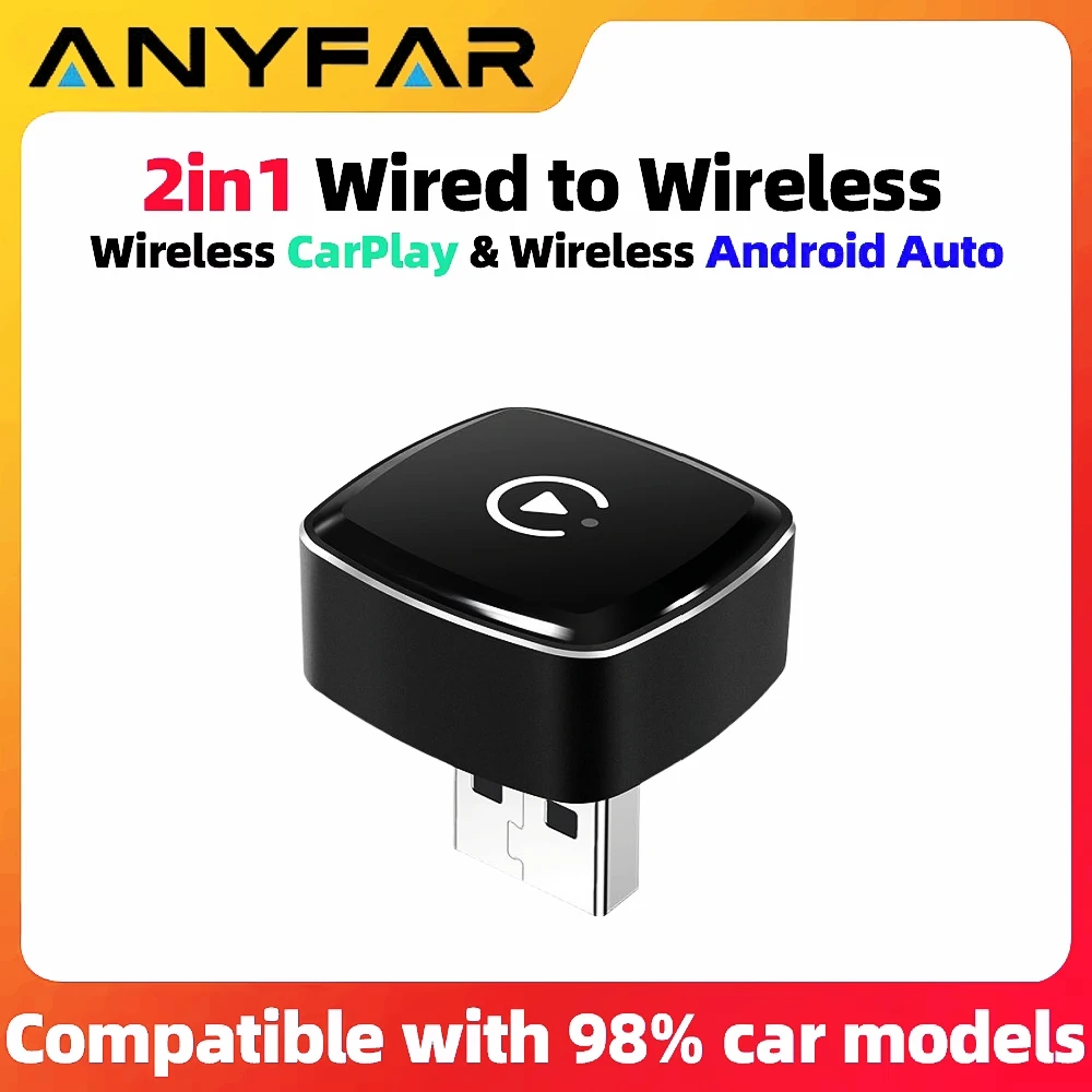 2 em 1 sem fio carplay dongle sem fio android adaptador automático ai caixa inteligente para carro com fio carplay carro sistemas inteligentes