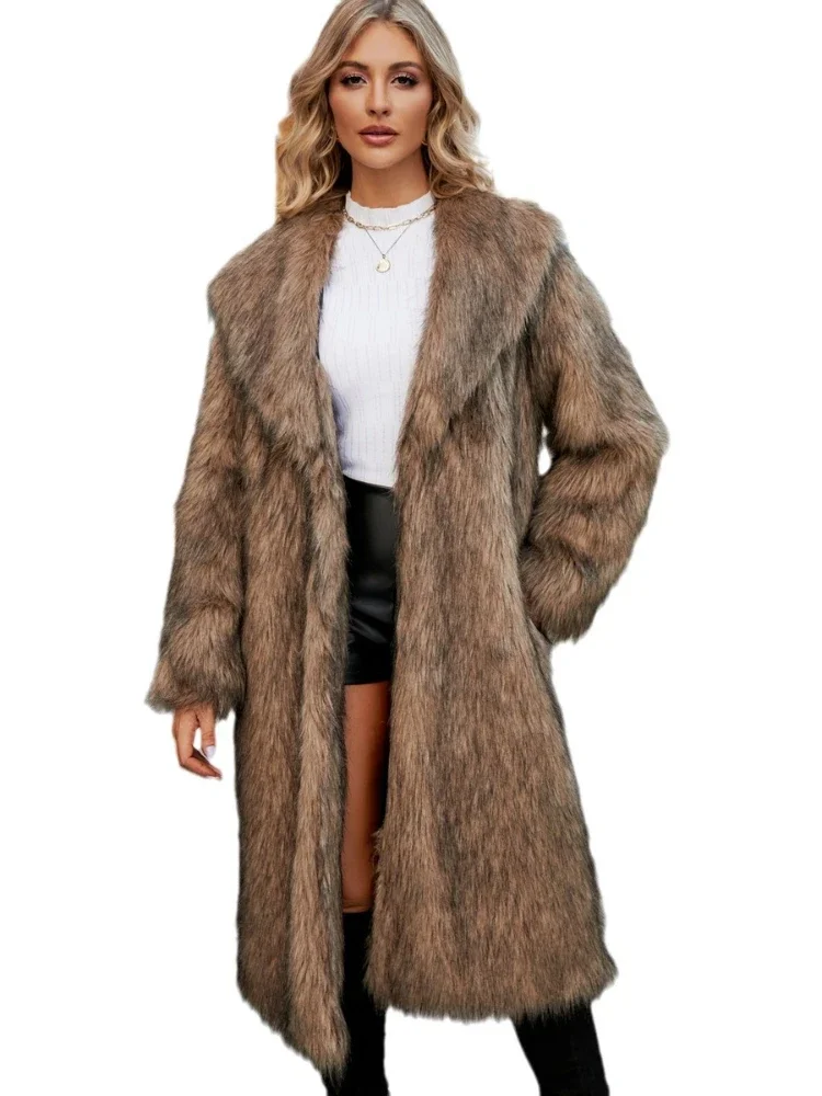 Frauen Warme Faux Fuchs Pelz Lange Mantel Winter Jacken Freizeit Lange Jacke Windjacke Frauen Dicke Flauschige Luxus Bontjas Oberbekleidung