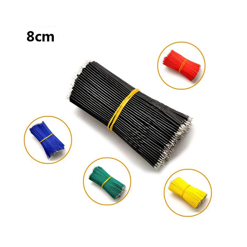 120 unids/set 24AWG placa de pruebas chapada en estaño Cable de soldadura PCB 24AWG 8cm Cable de puente volador cables conductores de estaño 1007-24AWG Cable conector