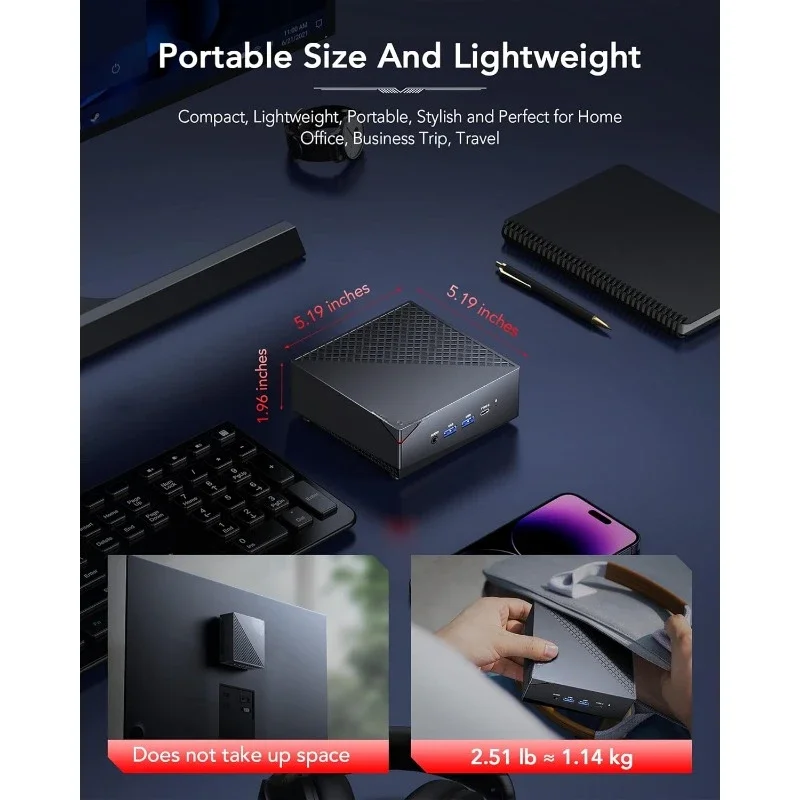 미니 게이밍 PC, AMD Ryzen 7 5800U 16GB DDR4 게이밍 PC 지원 2.5인치 HDD, 가정용.