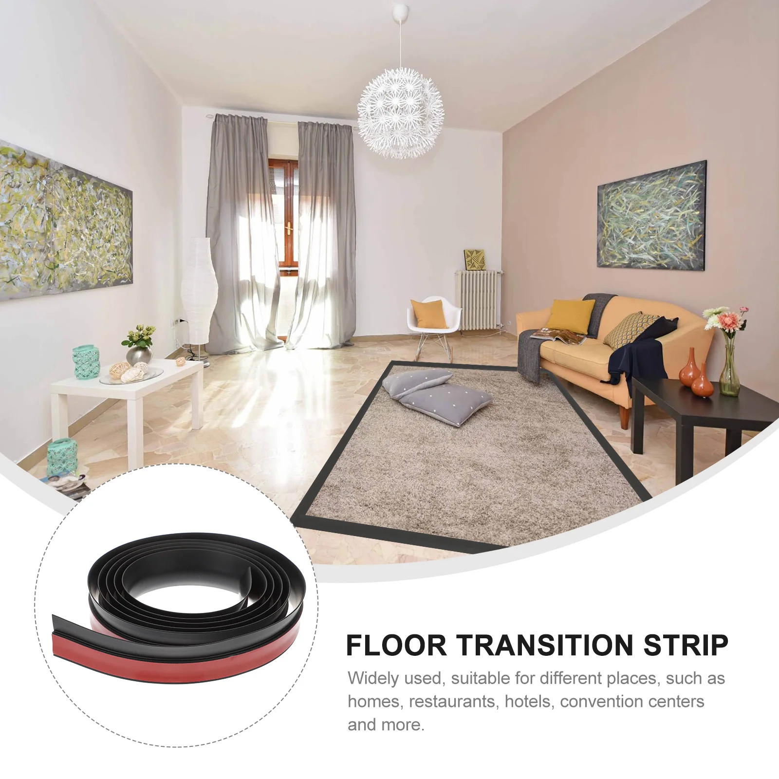 Tira de transición de piso flexible para alfombras, baldosas, sin olor irritante, adecuada para varios lugares, tira de transición de piso