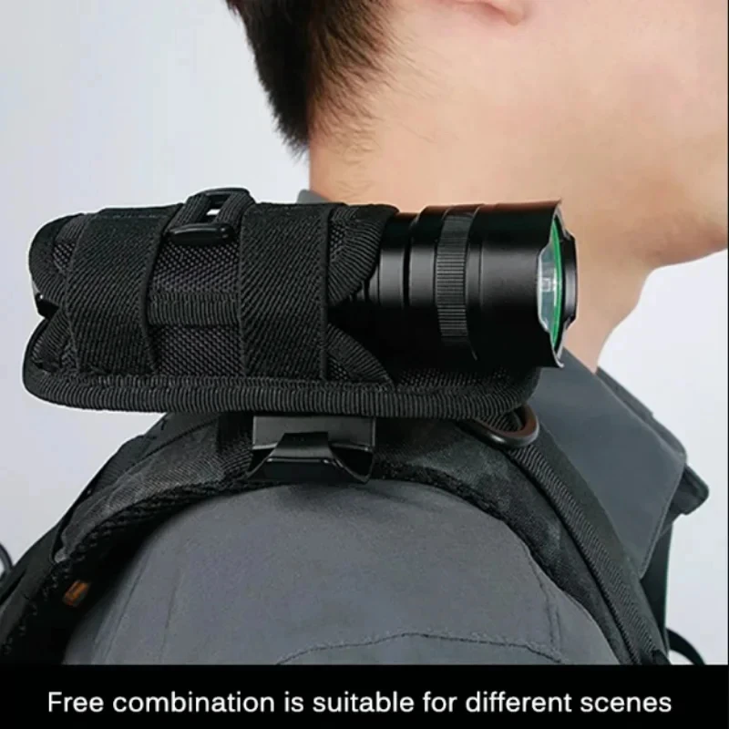 Bolsa para linterna táctica, cinturón, bolsa para antorcha, accesorios de iluminación de caza duraderos, Kits de supervivencia, funda para antorcha giratoria de 360 grados