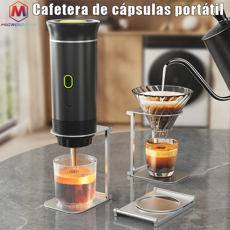 Tragbare elektrische Kapsel-Kaffeemaschine, Espressotopf, kabellose Heizpumpe, Presse, Kaffeemaschine für Reisen und Auto, 3-in-1-Kaffeekanne