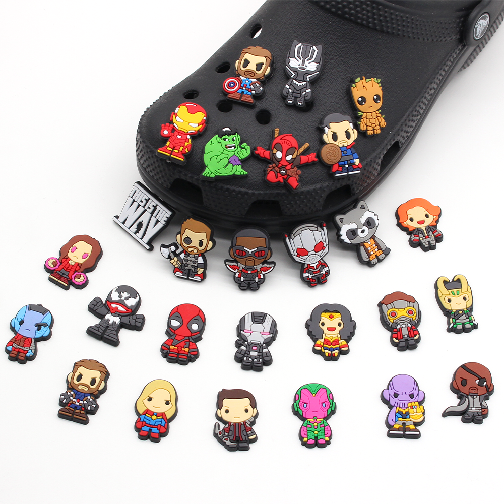 MINISO 1pcs cartoon Marvel superhero DIY shoe charms garden Accessories buckle fit clogs sandals pin decorate kid gift