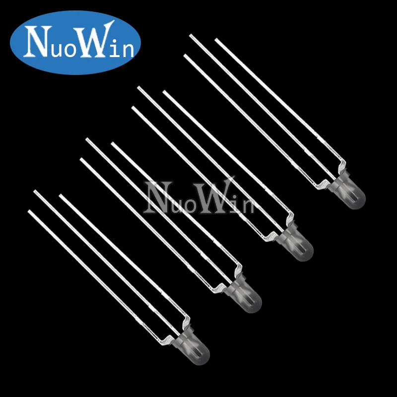 Bộ 50 F3 3MM Vòng Clear/Sương Mù Hai Màu Anode Chung/Cực Âm LED Hồng & Xanh Đỏ & Xanh Dương Bi-Màu Sắc 3 Chân Đèn LED Phát Sáng