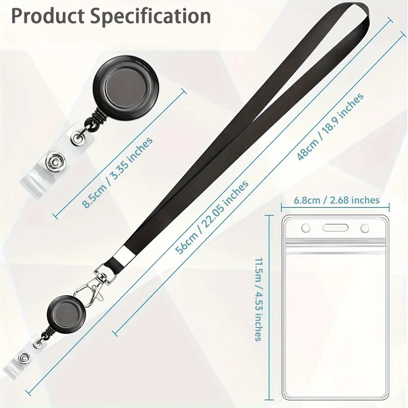 Portatarjetas de identificación impermeable de PVC, cordón retráctil, soporte de insignia duradero para identificación de trabajo/cordón de etiqueta de nombre