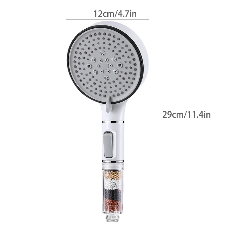 5 Modes High Pressure Shower Head Anti Limestone Filter Hygienic Remove Calcario Shower with Holder and Hose Bath Accessories