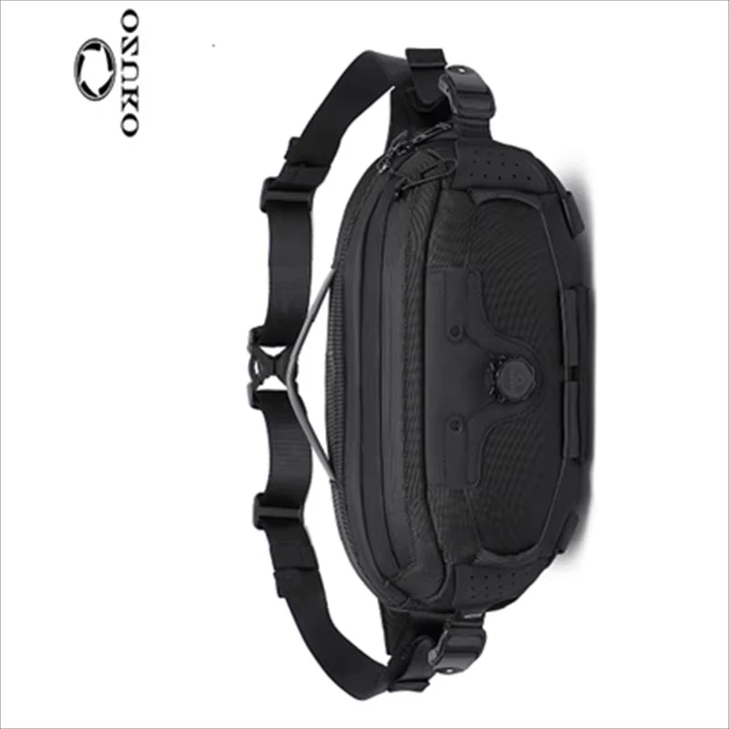Ozuko multi-função saco de peito masculino tático techwear cintura saco girar botão design crossbody sacos bolsos para hombre сумка