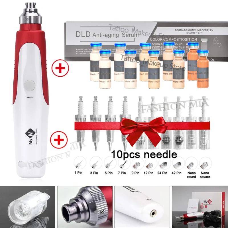 MyM Derma Pen Microneedling BB Cream Glow Starter Kit Electric Micro Needle Pen Facial Whitening Brightening Skin Care