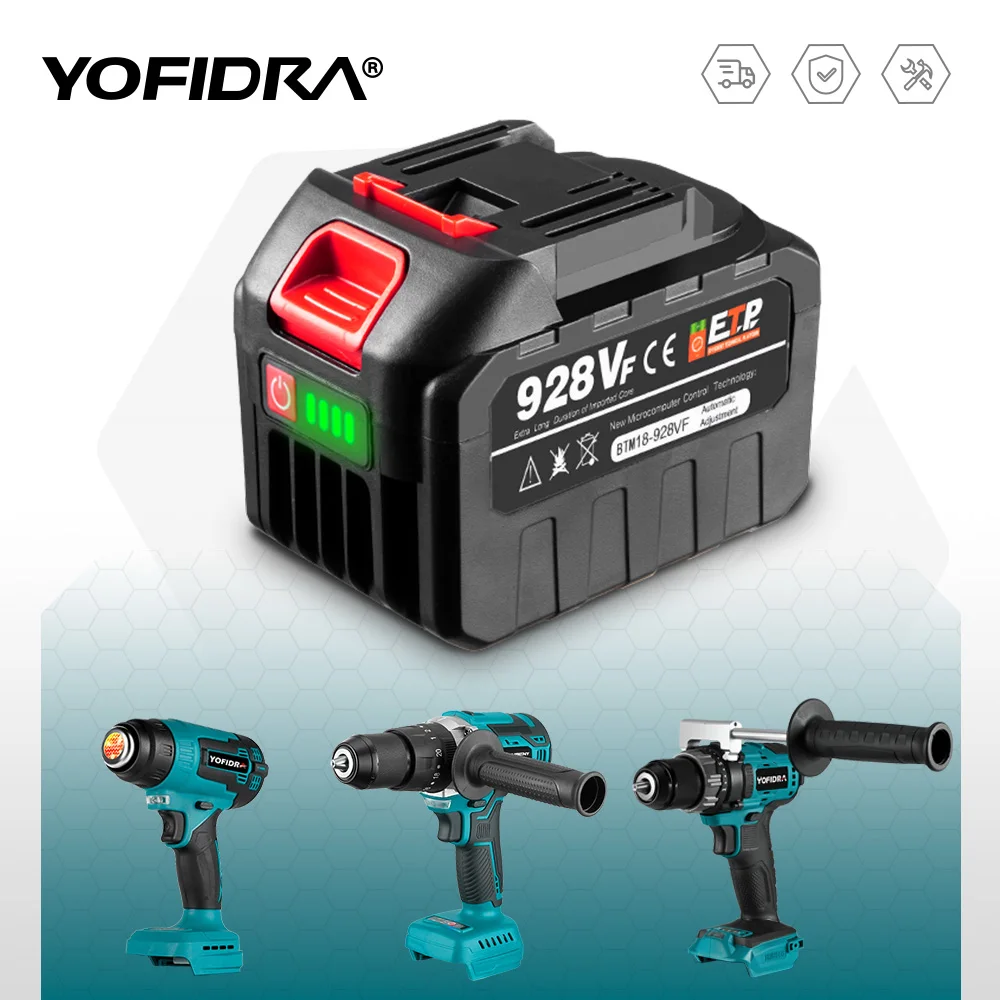 YOFIDRA 18–20 V wiederaufladbarer 22500 mAh 928 VF 388 VF 128 VF Plus Lithium-Ionen-Akku für 21 V 18 V Elektrowerkzeug-Ersatzakku
