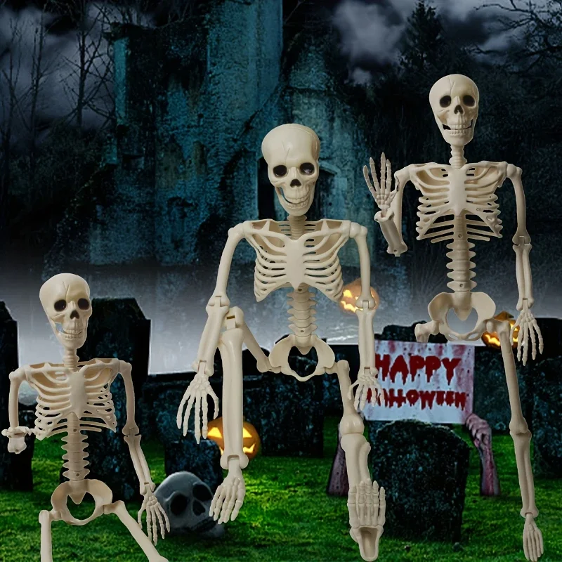 40 cm Halloween-Skelett in menschlicher Form, bewegliches Skelett, menschliche Knochen, Halloween-Herz-Dekorationen, Spukhaus-Horror-Requisiten