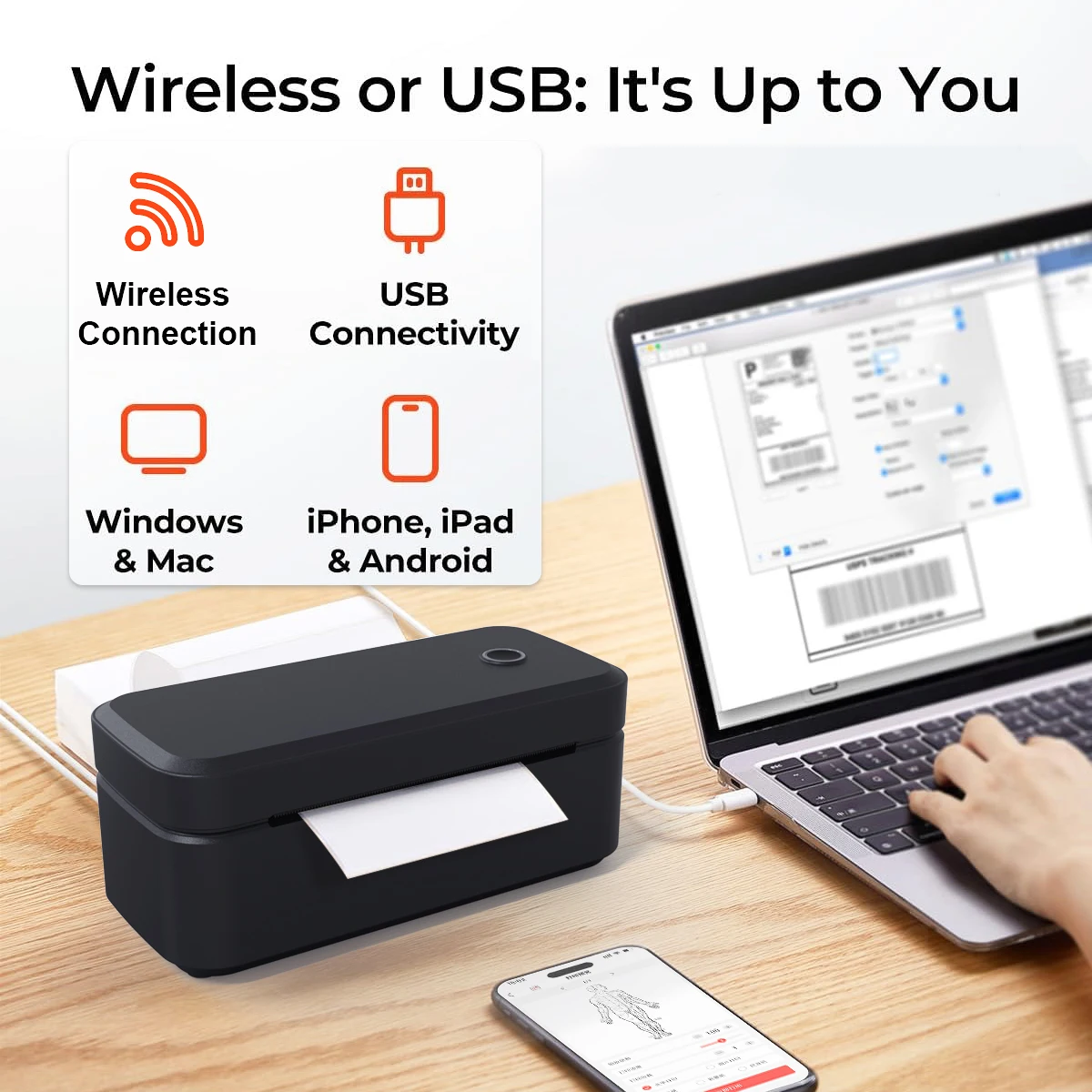 Marklife X4 Termiczna Drukarka Etykiet Przenośna Drukarka do Drukowania Pakietów Mailingowych 4x6 Bluetooth i Automatyczne Rozpoznawanie Etykiet