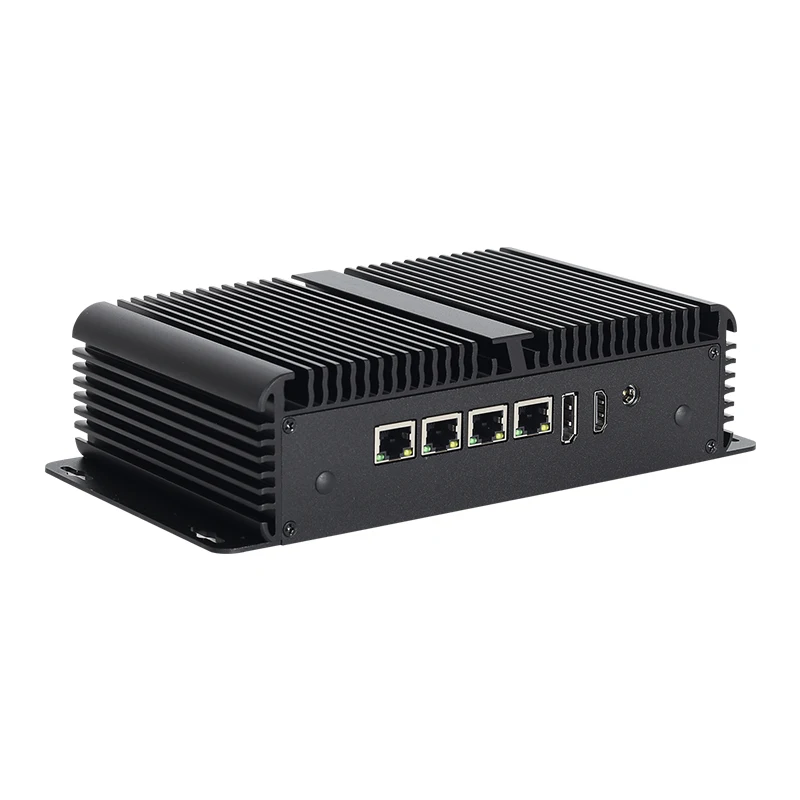 Mini PC Industrial Fanless, Intel N100, 4x2.5G, Ethernet 2x Portas Seriais, RS485, RS232, DB9, 6x USB, Wi-Fi, Suporta Windows, Linux OpenWrt