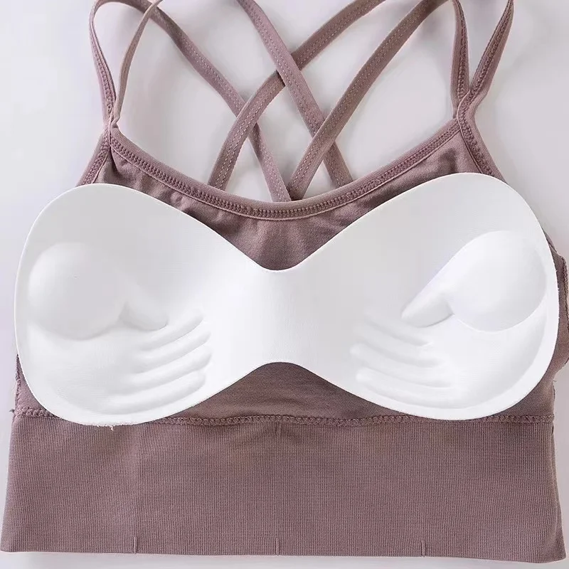 ผู้หญิงเซ็กซี่เสื้อกลับข้าม Tank Top Push Up Running กีฬา Bra Breathable Soft ฟิตเนสความงามสีทึบโยคะ Bra