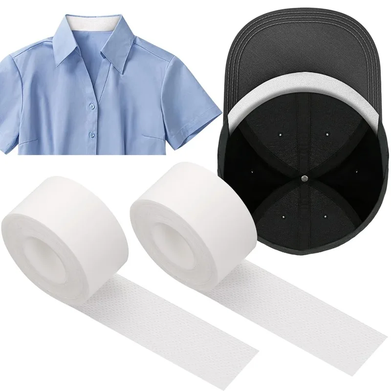 Adesivos descartáveis autoadesivos para colarinho, 8/40m, mulheres, homens, chapéu, camisa, forro de pescoço, almofadas, fita transparente, absorvente, remoção de suor