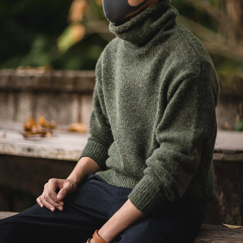 Maden Workwear American Retro verdickter warmer Stehkragenpullover Herbst und Winter Lazy Knit Underlay Herrenoberteile