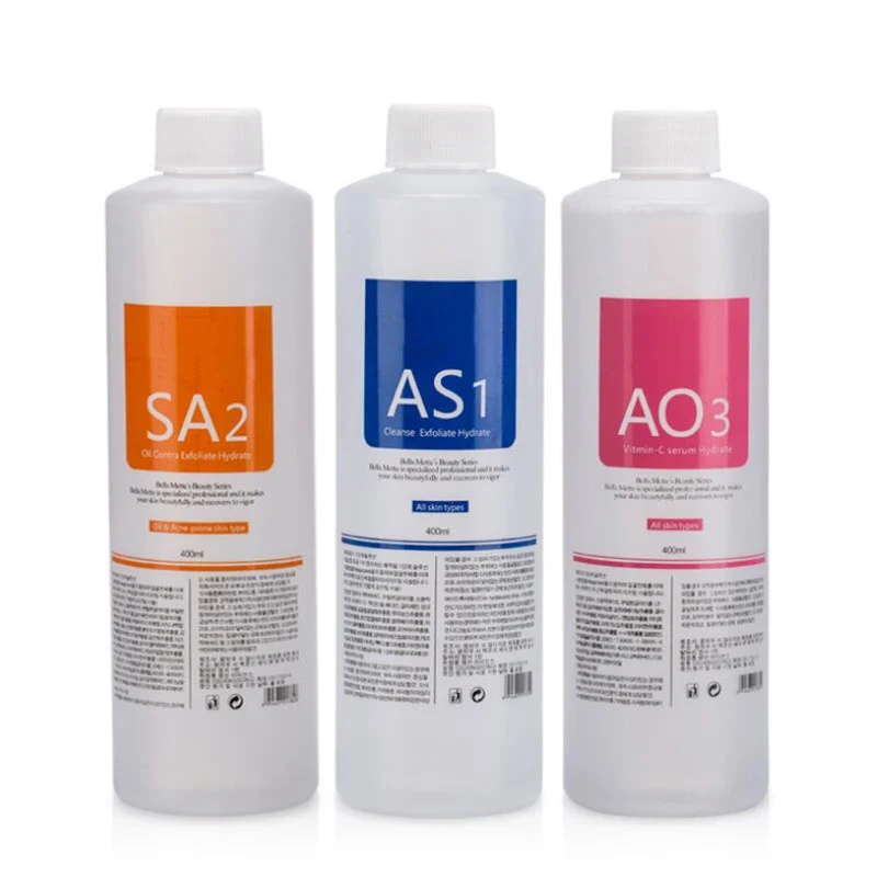 Soro facial para cuidados com a pele AS1 SA2 AO3 Aqua Peel Solução para máquina facial para limpeza profunda da pele 400ml Kit de 3 soros