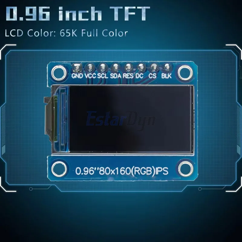 HD 65K 0,96 Zoll TFT Display Ips LCD Screen Drive IC ST7735S 3,3V 160x80 SPI Schnittstelle für Arduio Vollfarb-LCD-Anzeigemodul
