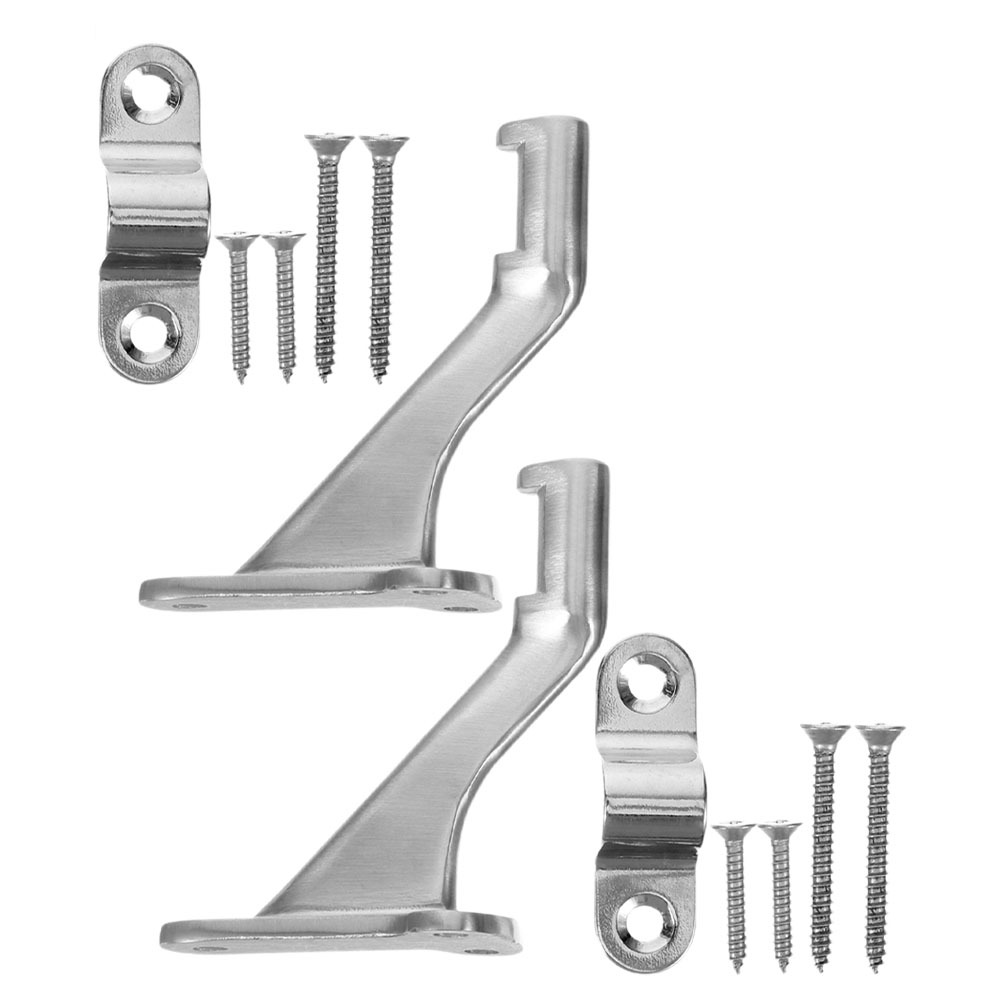 2Sets Stair Handrail Brackets Metal Stair Railing Support Smooth Touch Easy Install for Indoor Staircase Hand Railings