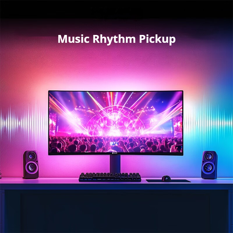 USB 5V RGB LED Computer Sync Backlight with Adhesive, Dream Color RGB IC Strip Light for Gaming Room Christmas Decor