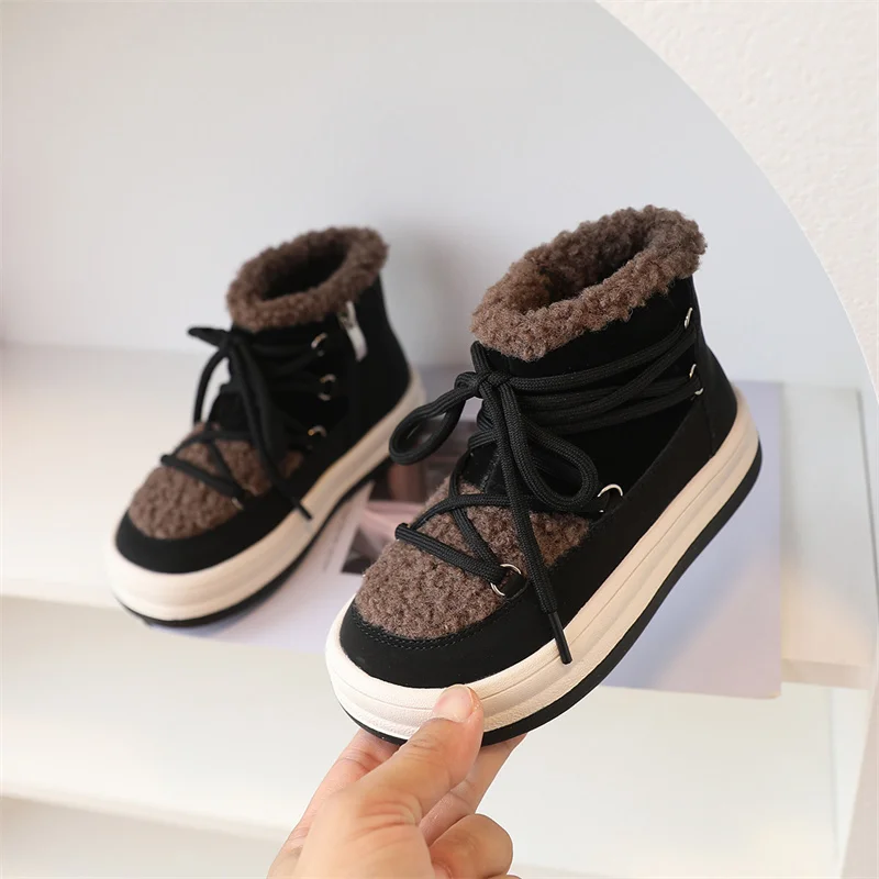 2024 ใหม่ฤดูใบไม้ร่วง/ฤดูหนาวรองเท้าเด็กสําหรับชาย WARM Plush ยาง Sole เด็กวัยหัดเดินเด็กรองเท้าผ้าใบแฟชั่นสาวรองเท้า 21-30